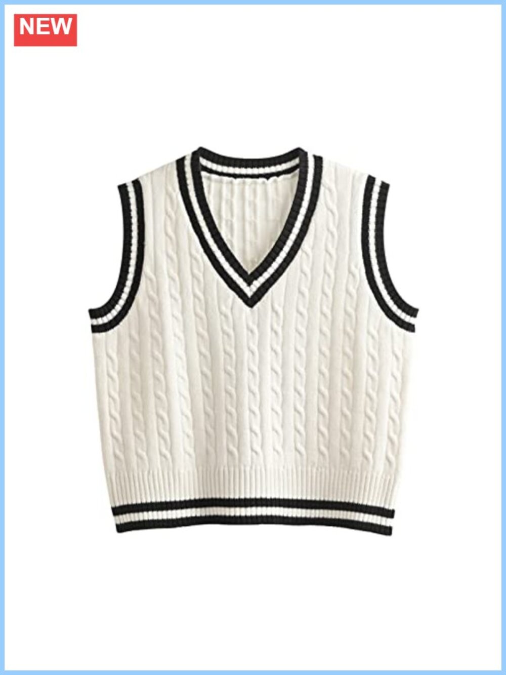 Preppy Cropped Sweater Vest, Y2K Sleeveless Knit Tank Top, 90s Streetwear,